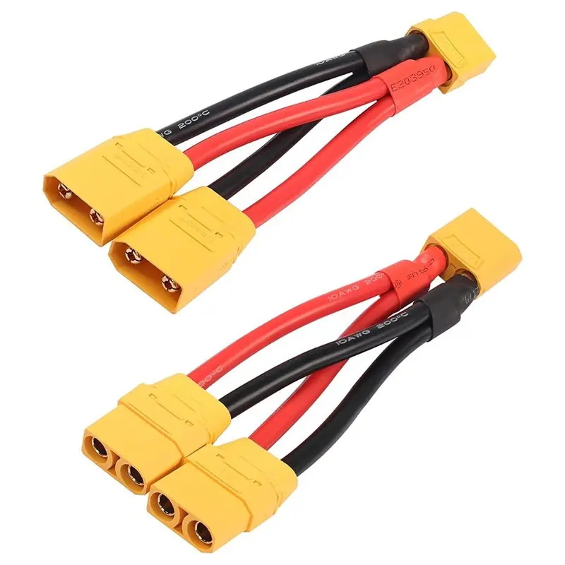 XT90 Parallel Y Splitter Cable,10AWG 1-To-2 XT90 Connector Extension Cord For RC Lipo Battery Quadcopter Multirotor