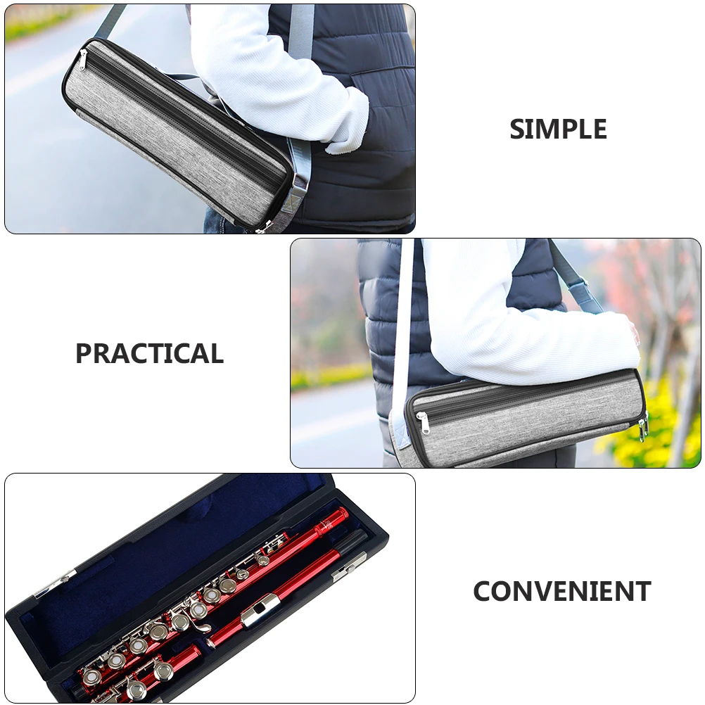 

Flute Bag Set Lightweight Durable Oxford Cloth Cotton Flute Carrying Case Shoulder Strap Storage Box Musical Instrument