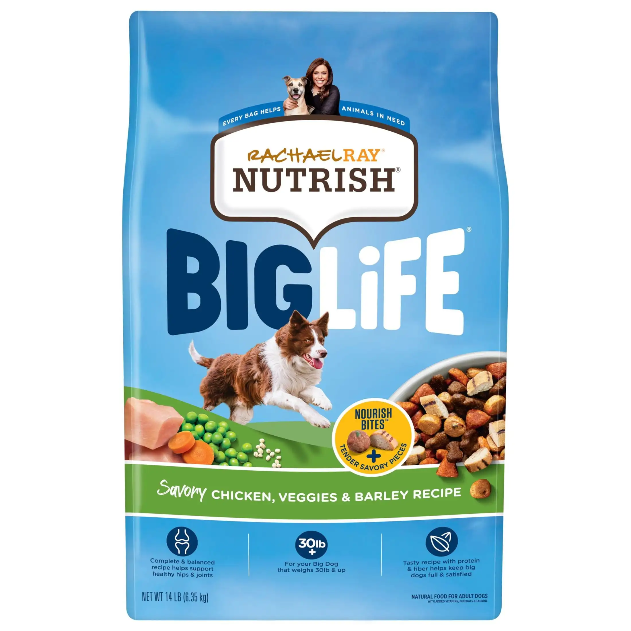 

Rachael Ray Big Life Savory Chicken, Veggies & Barley Recipe Dry Dog Food, 14 Lbs Bag