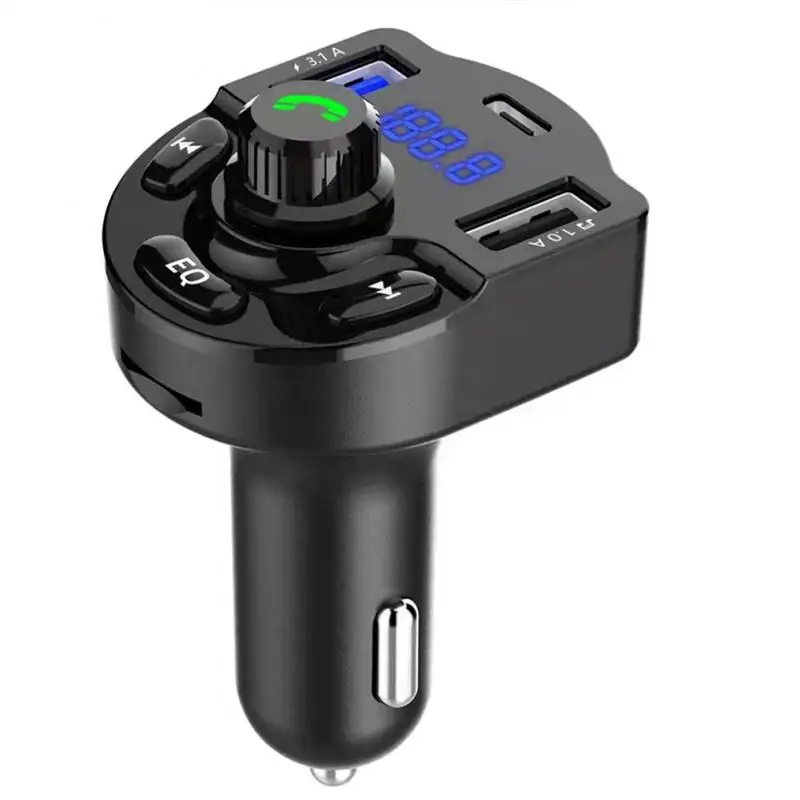 1~10PCS Atuo Bluetooth 5.0 Charger FM Transmitter PD 18W Type-C Dual USB 4.2A Fast Charger LED Backlit Atmosphere Light MP3