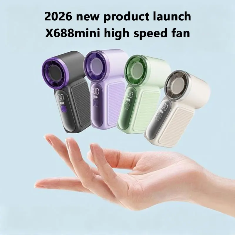 Lenovo Mini Handheld Fan Portable 5 Speed Adjust Type c Rechargeable Fan Digital Display Desktop Outdoor Home Office Summer Cool
