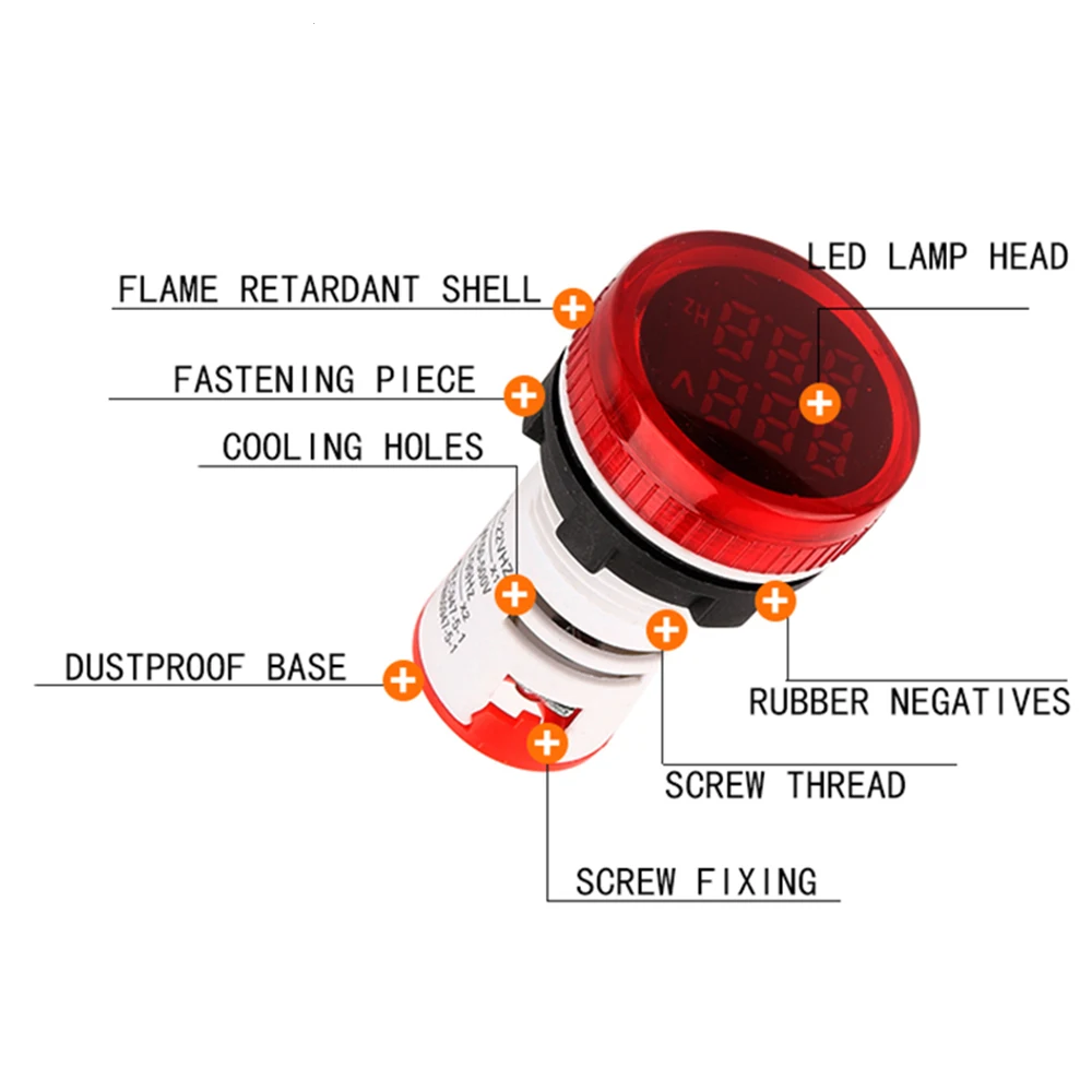 Dual LED-indicator Pilot Light Round Square Digital Voltage Hertz Meter AC 20-500V 0-99Hz Volt Voltage Frequency Tester Meter