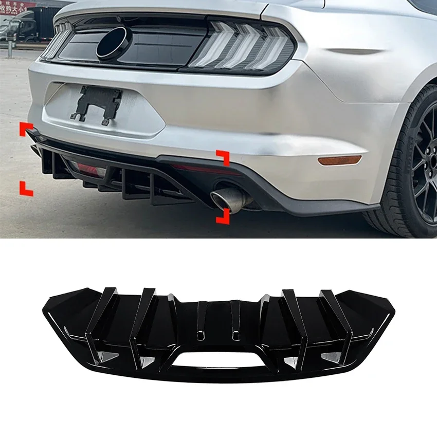 Rear Bumper Diffuser Lip Spoiler Splitter Protector For Ford Mustang MK6.5 2018 2019 2020 2021 2022 2023 ABS Decoration Guard