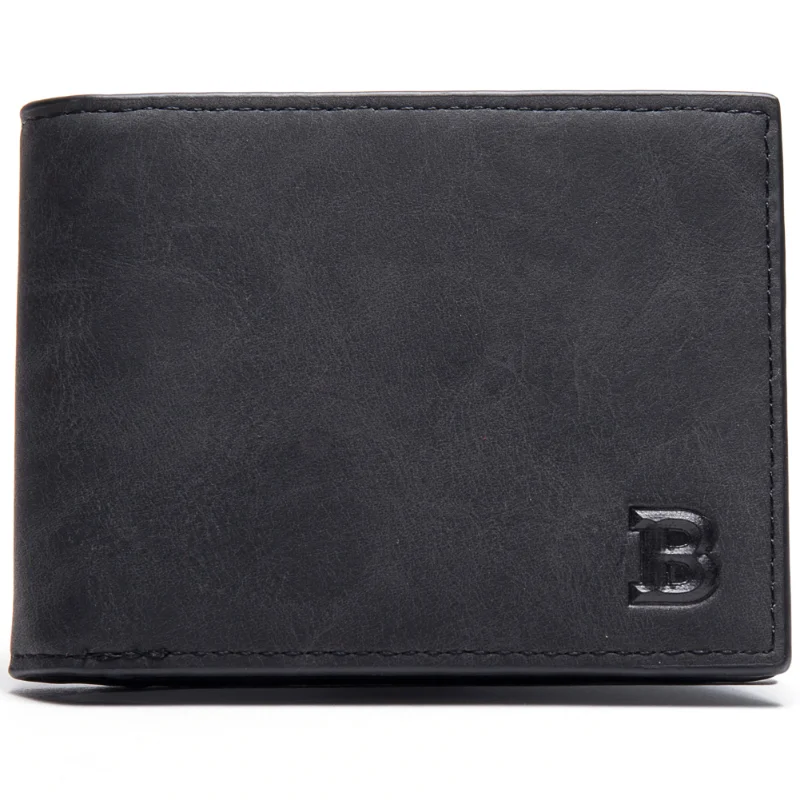 Men Short Pu Leather Wallets Vintage Vertical Thin Male Trifold Square Credit Card Holder Brown Small Money Purses New 2023