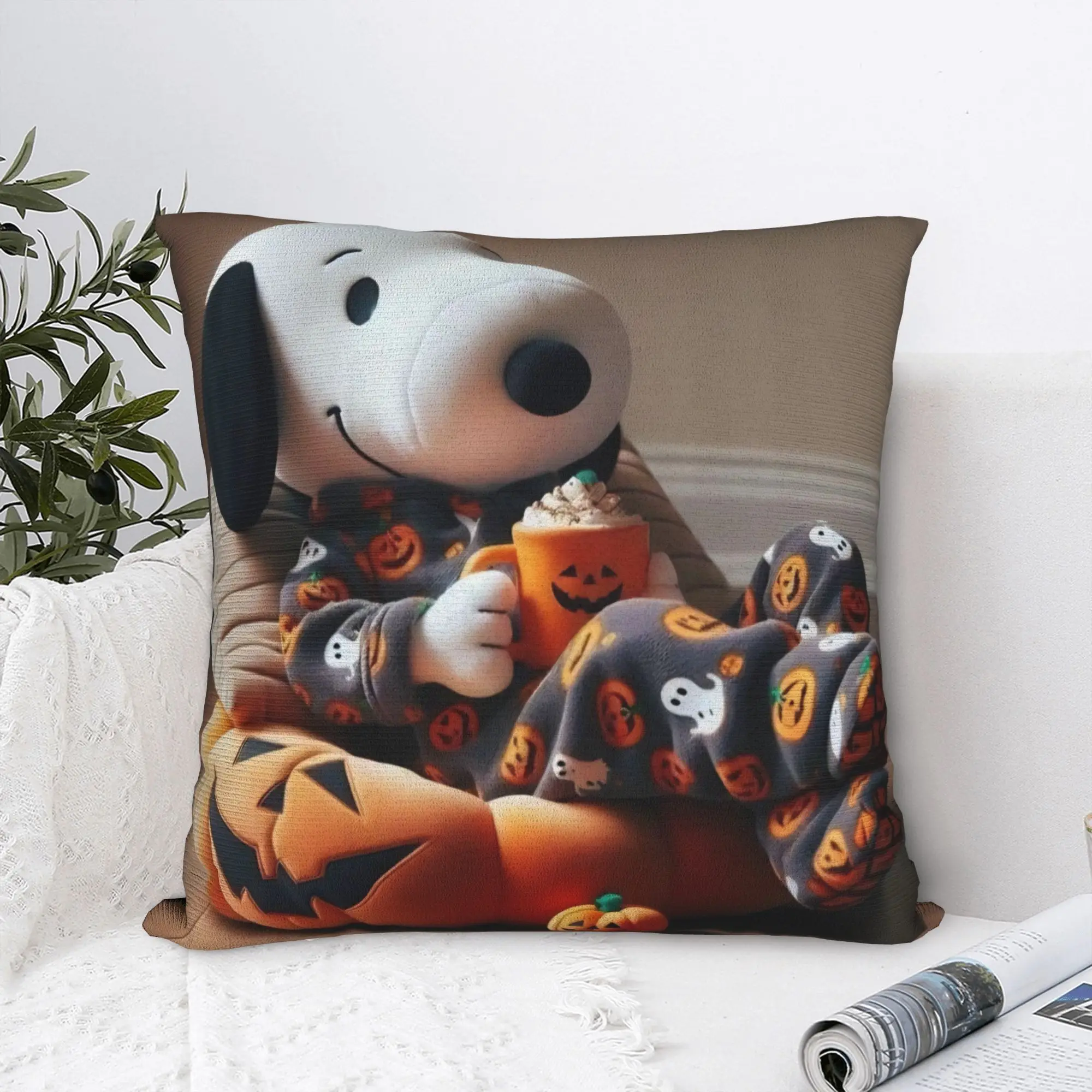 S-Snoopys Movie Square Pillow Case Xmas Christmas Halloween Cushion Covers Polyester Decorative Pillowcover for Bed 18