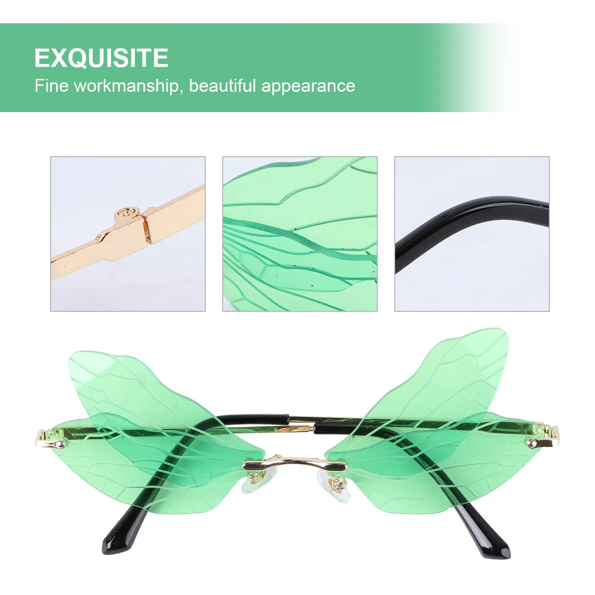 

1 pc Dragonfly Wings Glasses Creative Photo Props For Party Decorative Glasses Holiday Wedding Cosplay Costume Accessory