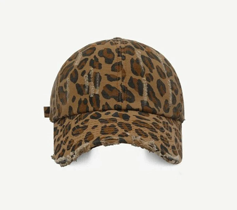 Hat female European and American leopard print wild trend ins cap versatile nightclub embroidery cotton