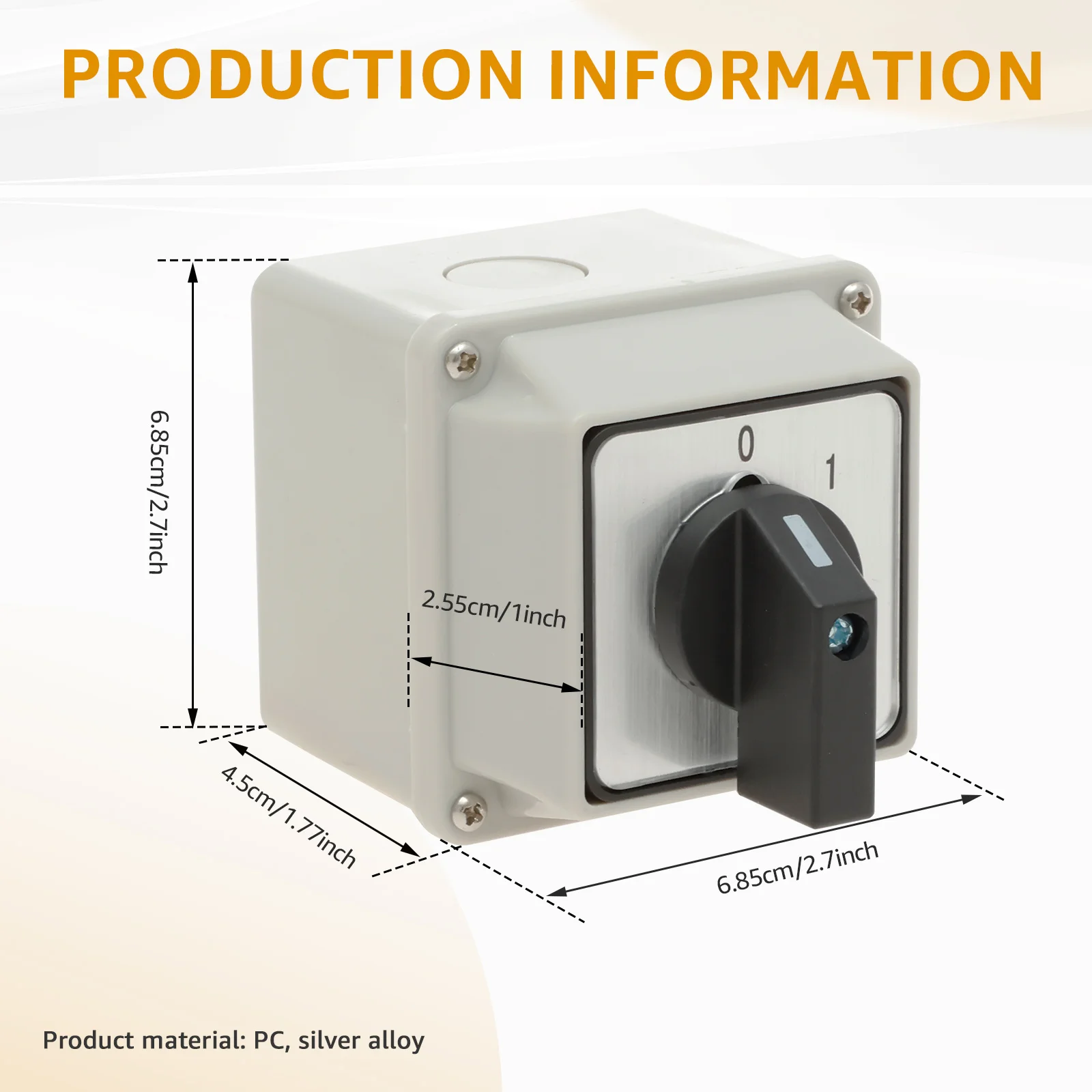 Universal Rotary Switch LW26-20 C02/1 220V ON OFF 2 Positions  with Flame Retardant and Waterproof Exterior Box for Home