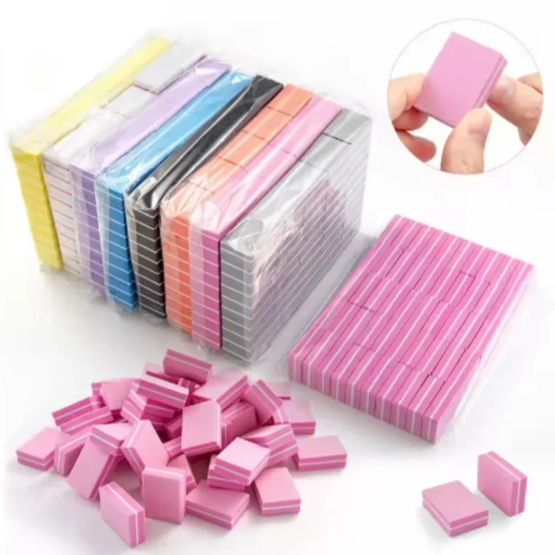 50/100pcs mix Square Sponge Nail File Block Double-sided Nail Polish Buffing Sanding Buffer Strip Polishing Pedicure Manicure