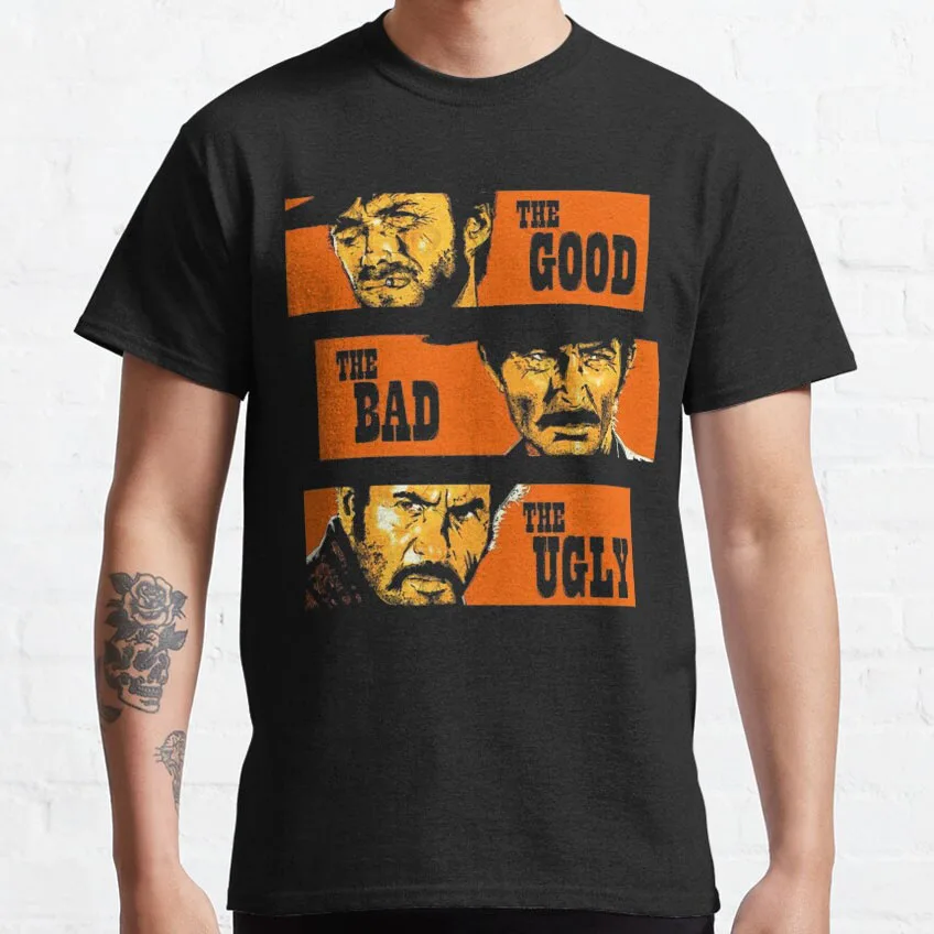 

Vintage Spaghetti Western Cowboy movie The Good The Bad and The Ugly Clint Eastwood graphic t shirts 100% cotton large size tops