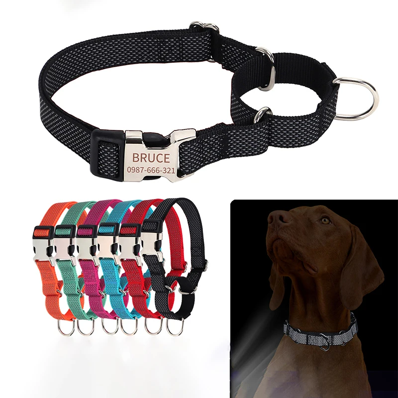 

Personalized Dog Collar Reflective Pet Tag Collar Custom Puppy Cat Nameplate ID Collars Engraved Collar for small large big dogs