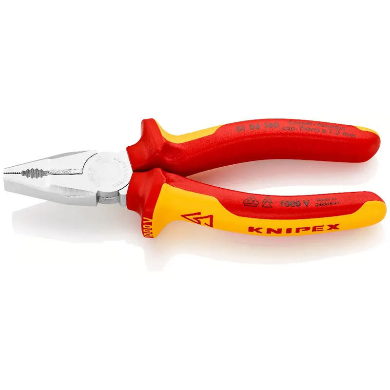 KNIPEX 01 06 160 Insulated Combination Pliers for Heavy Duty Use VDE Tested 160mm Multifunctional Plier