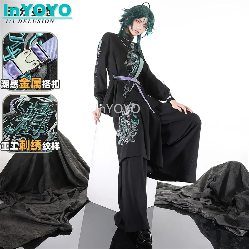 

InYOYO Xiao Cosplay Costume Genshin Impact Fashion Chinese Style Casual Wear Uniform Game Suit Halloween Party Outfit Men New