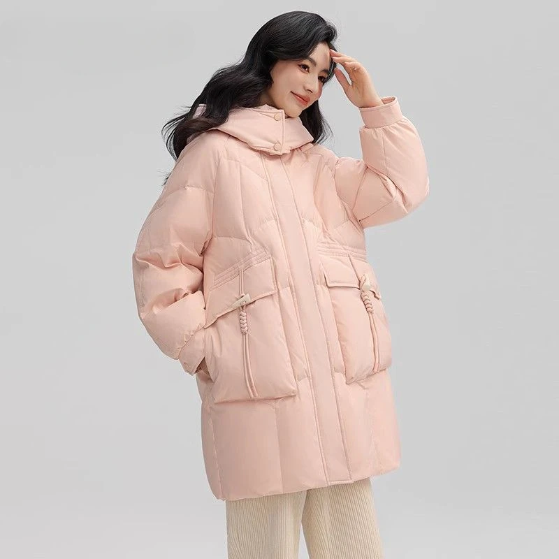 

Winter Jacket Women 2023 Fashion White Duck Down Jacket for Female Clothes Coat Parkas Hooded Warm Top Thick Overcoat B71