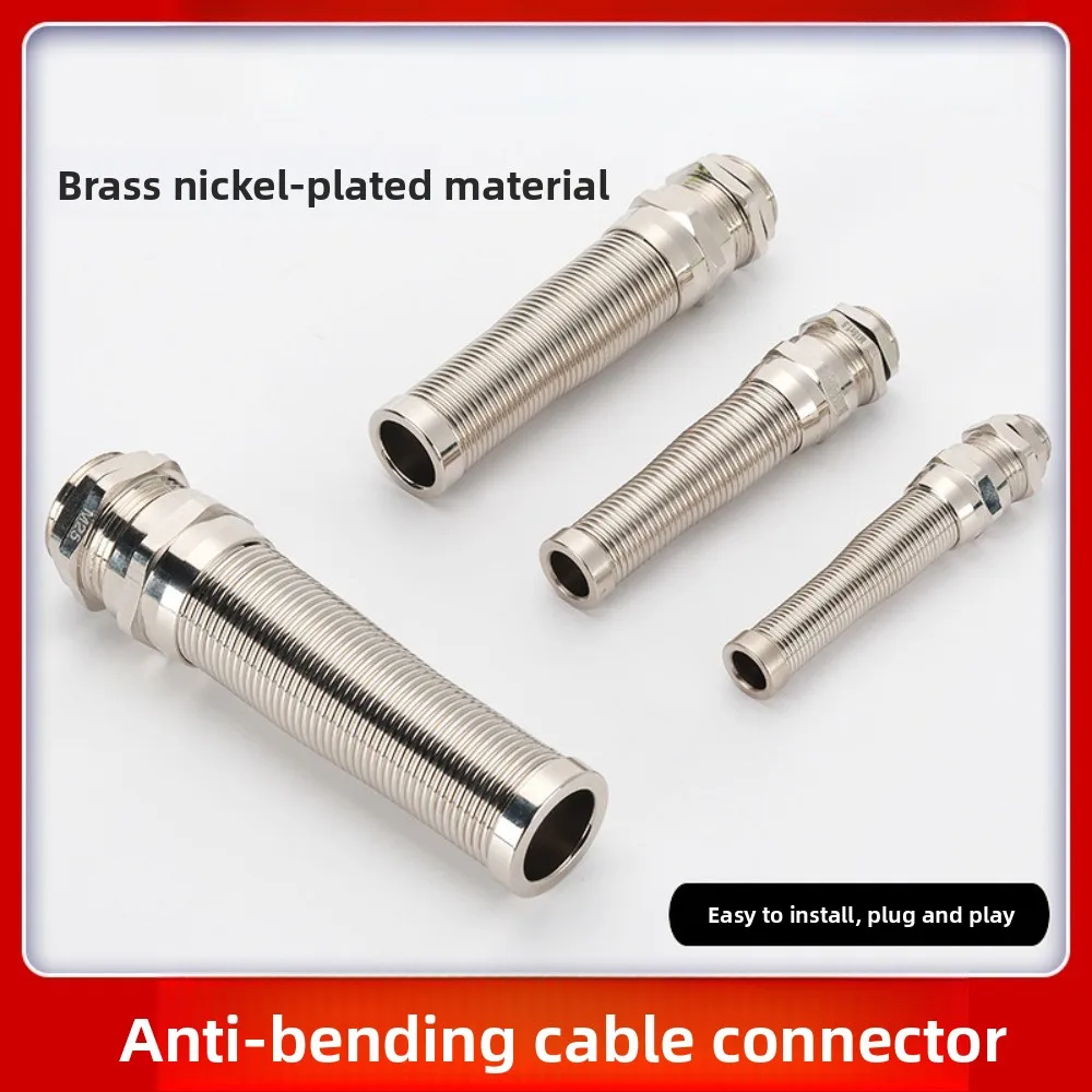 Anti-bending Cable Gland Nickel Plated Brass Waterproof Joint IP68 Seal Jiont LED Lamp Connector M8 M10 M12 M14 M16 M18 M33