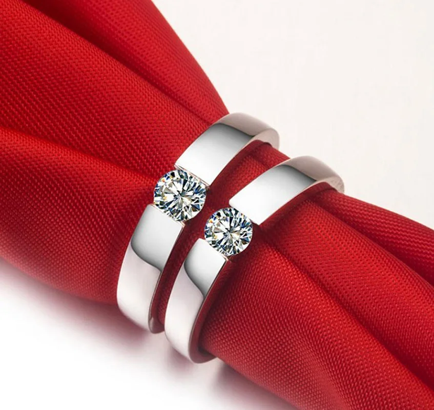 Original 100% 925 Silver Rings for Men 1 Carat Lab Dianmond Rings Wedding Band Male Finger Ring Fine Jewelry