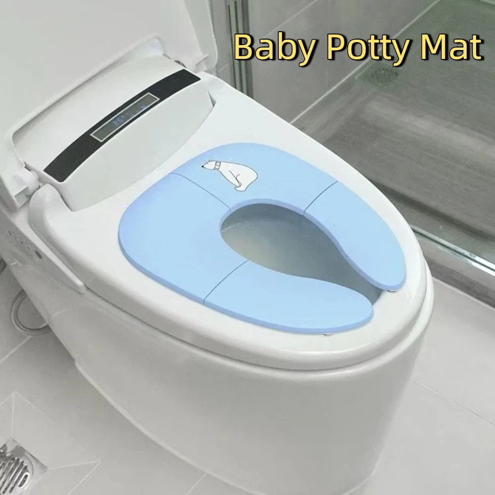 Universal Foldable Baby Travel Toilet Seat Cartoon Non-Slip Travel Potty Seat Suction Cups Washable Baby Potty Mat Travel
