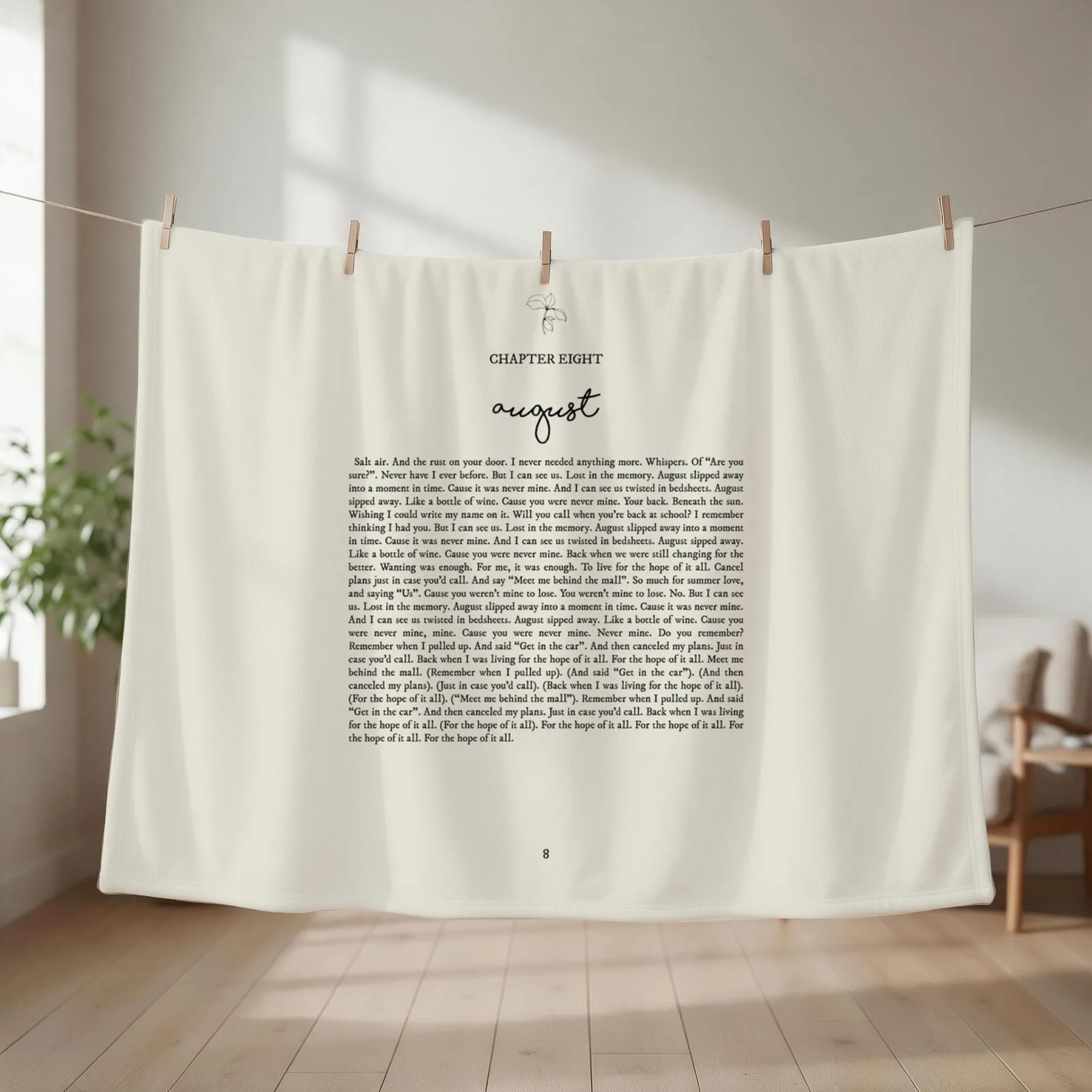 August Lyrics Throw Blanket couch cozy soft plush fuzzy picnic outdoor blanket