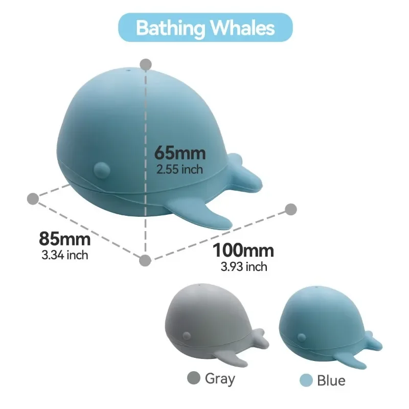 Silicone Baby Animal Whale Bath Toys Set BPA Free Squeeze Spray Water Infant Children\'s Shower Bathing Toy for Toddler Kids Gift