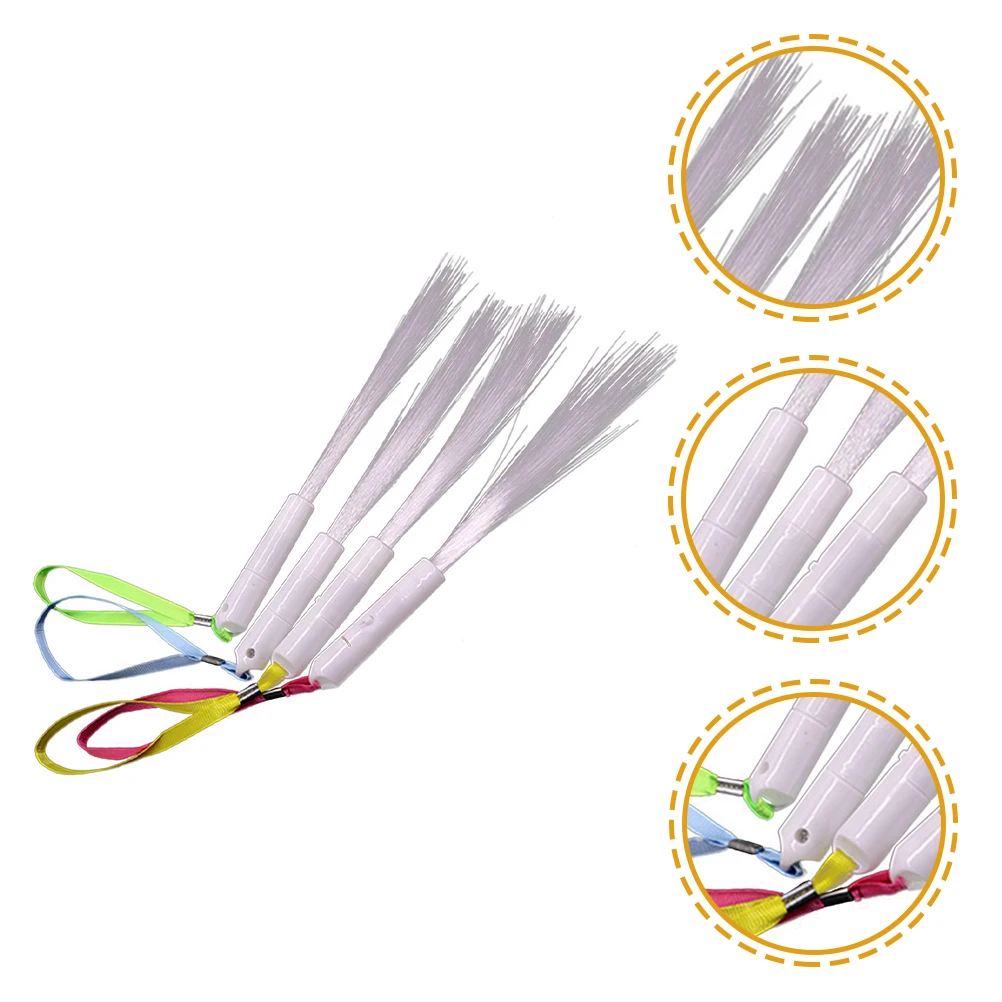 4 Pcs LED Fiber Optic Rod Glow Sticks Light up Toys for Kids Wands Wedding Bulk Flash Flashing Button Cell