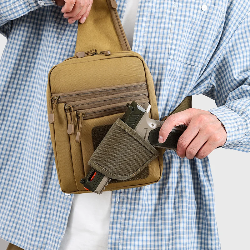 Taktische Umhängetasche für Herren – Leichte Brusttasche zum Wandern & Camping, mit sicheren Reißverschluss-Aufbewahrungstaschen – Detail 14