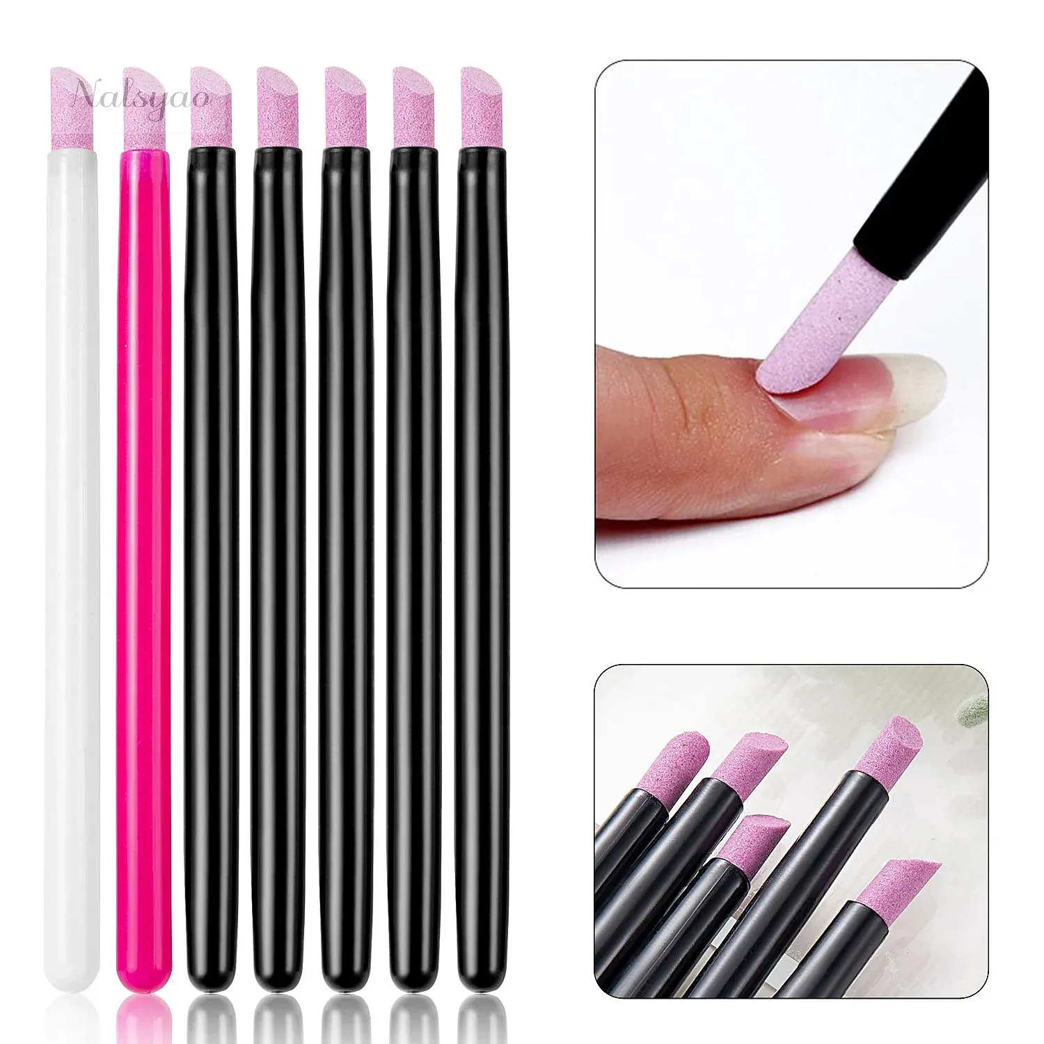 5Pcs Quartz Pen Nail Cuticle Pusher Manicure Stick Nail File Grinding Pen Dead Skin Remover for Natural Nail Care