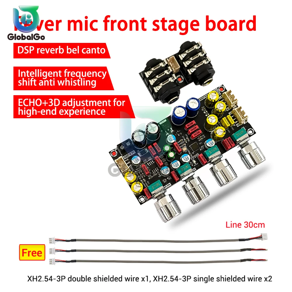 DC 8-26V Fever الكاريوكي لوحة تردد ميكروفون الكاريوكي الغناء الجبهة المستجيب المجلس DSP خلط مكافحة العواء أمبير