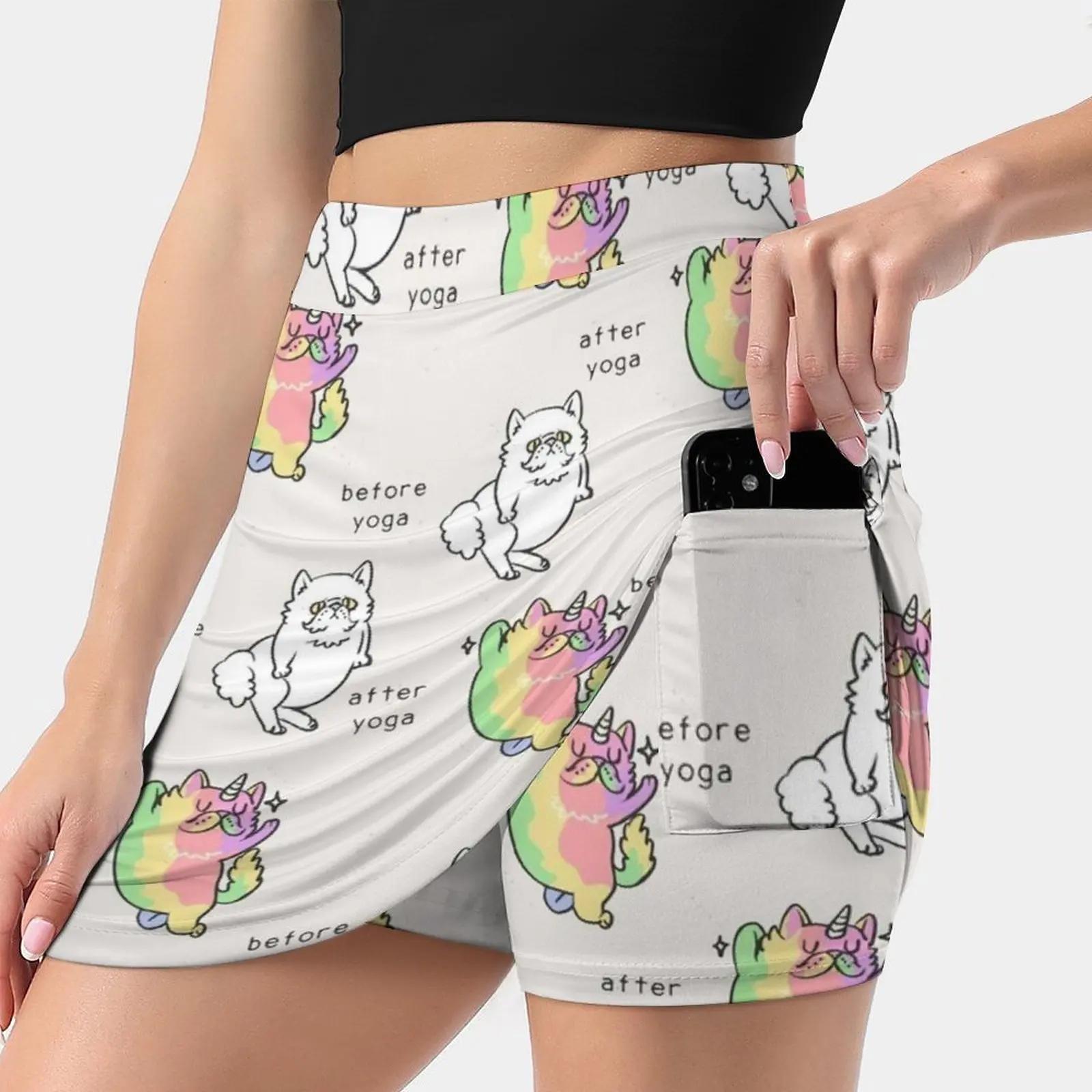 Persian Cat After Yoga Women's skirt With Hide Pocket Tennis Skirt Golf Skirts Badminton Skirts Running skirts Persian Cat Yoga