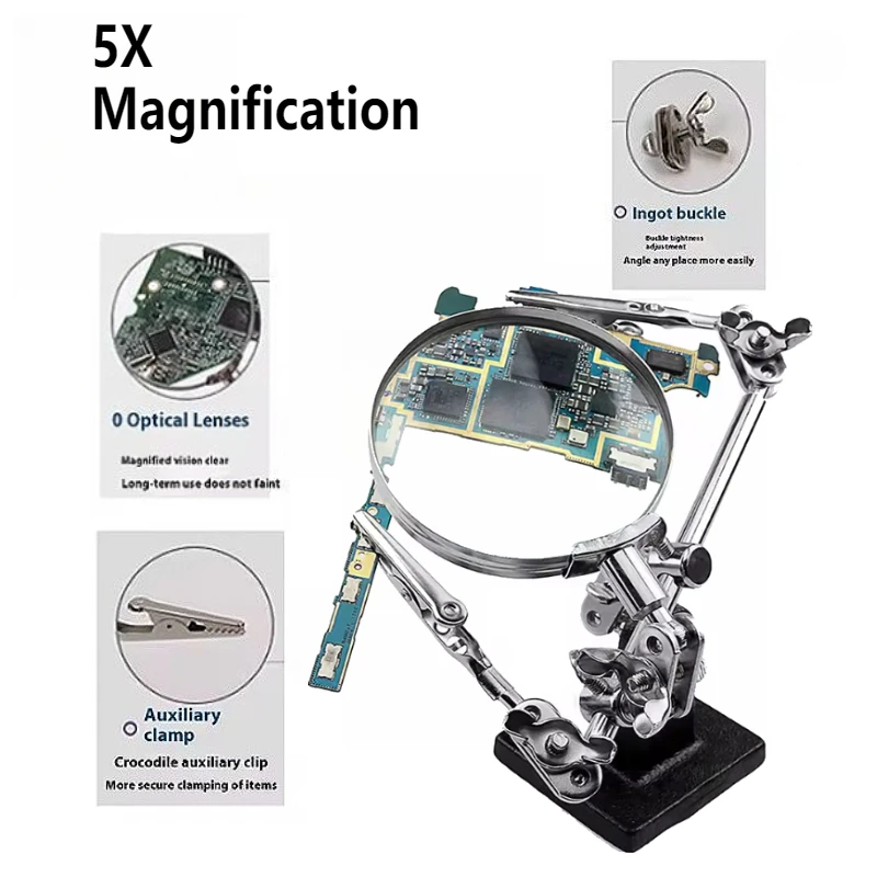 

Welding Auxiliary Clip Magnifier Electric Circuit Board Repair Welding Iron Bracket Adjustable Desktop Loupe Auxiliary Clamp
