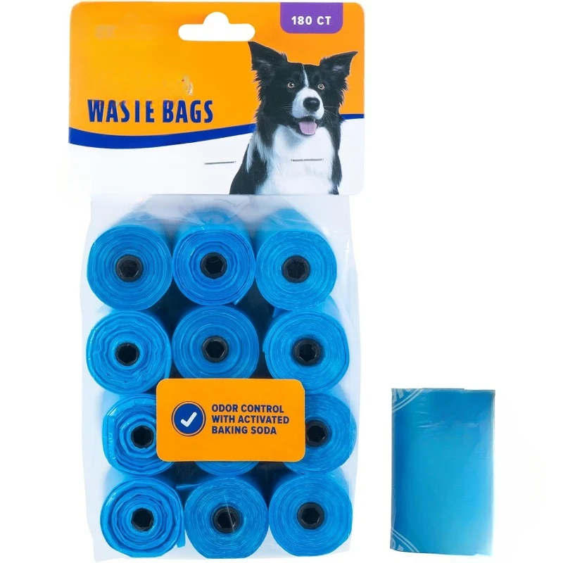 

Легко рваные одноразовые мешки для отходов собак и кошек с активированной содой, 180 мешков для уборки собак, 9x14 дюймов, синий