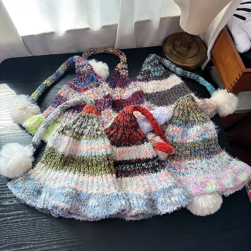 

Новые кружевные плюшевые шапки смешанной нити, милые меховые шапки, мягкие и толстые вязаные шапочки Skullies для женщин, шапки для женщин