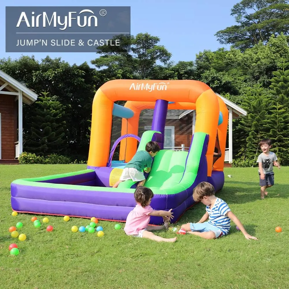Maison de rebond pour enfants, maison de rebond gonflable avec toboggan, zone de saut gonflable avec souffleur d'air, adaptée au jeu en plein air et