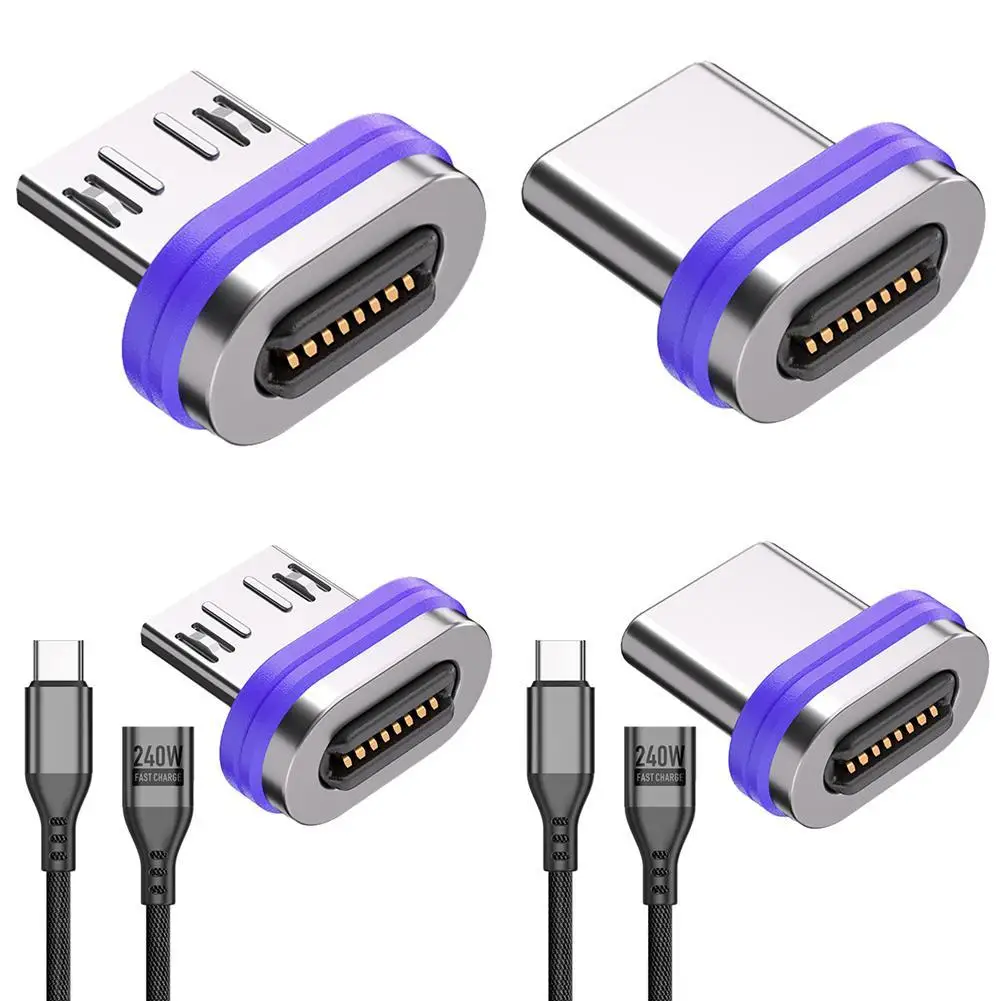 240W Magnetic Data Cable PD Type C Micro USB Fast Charging Cable Adapter for MacBook 15 Pro Phone Male to Male Connector