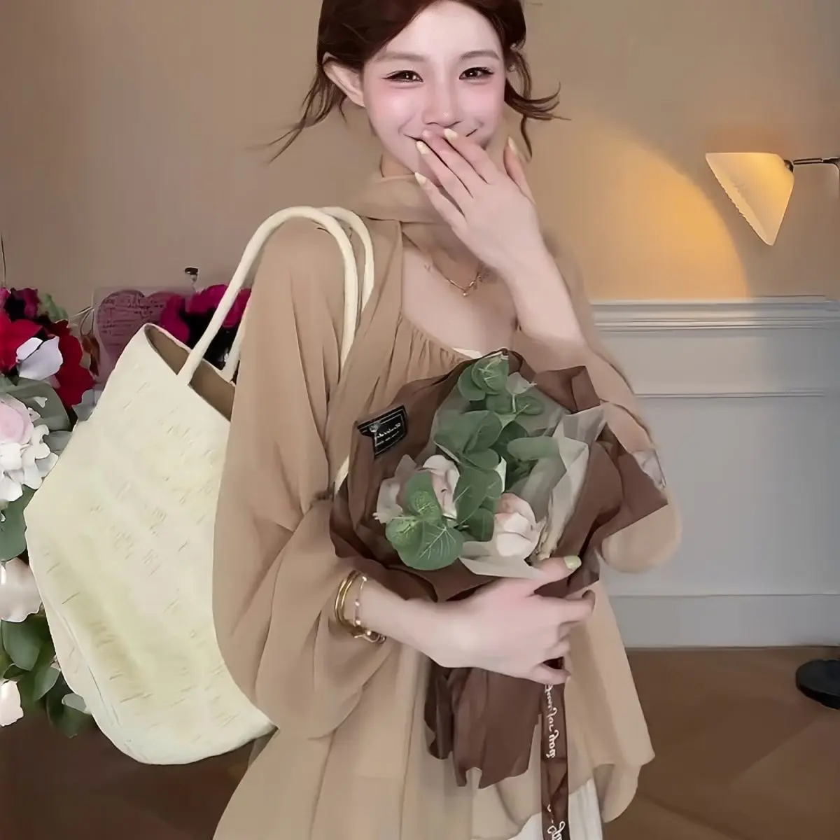 French Style Sweet Chiffon Casual Shirt New Halter Lace Up Slim Blusas All-match Exquisite Unique Trendy Hot Sell Blouses