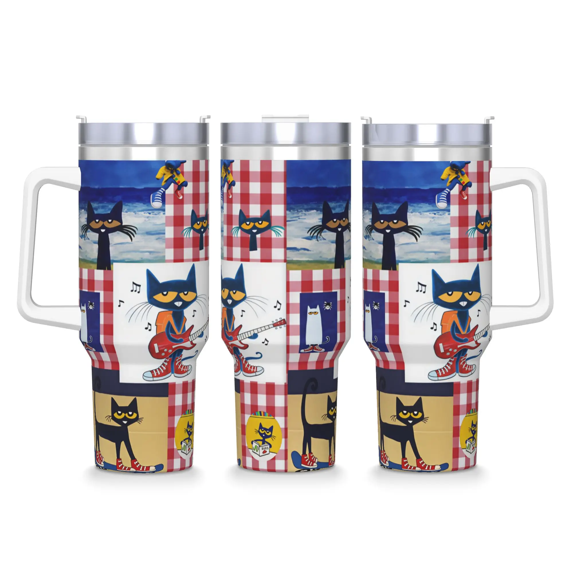 Stainless Steel Tumbler P-Pete The Cat Coffee Mug  Portable Cold Drink Car Mugs Camping Graphic Water Bottle