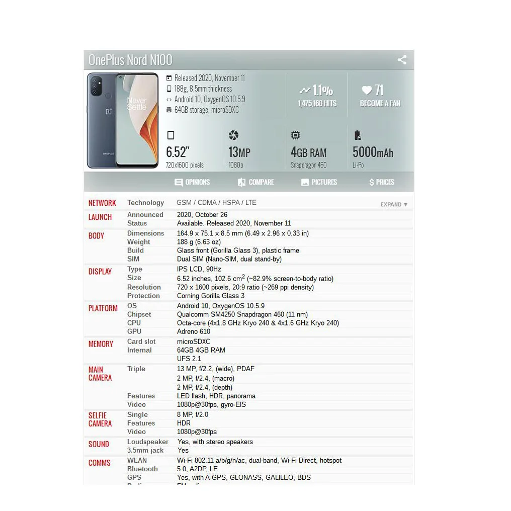 For Oneplus Nord N10 5G / NORD N100 LCD Display With frame Touch Screen Digitizer Assembly BE2013 BE2029 Perfect Repair