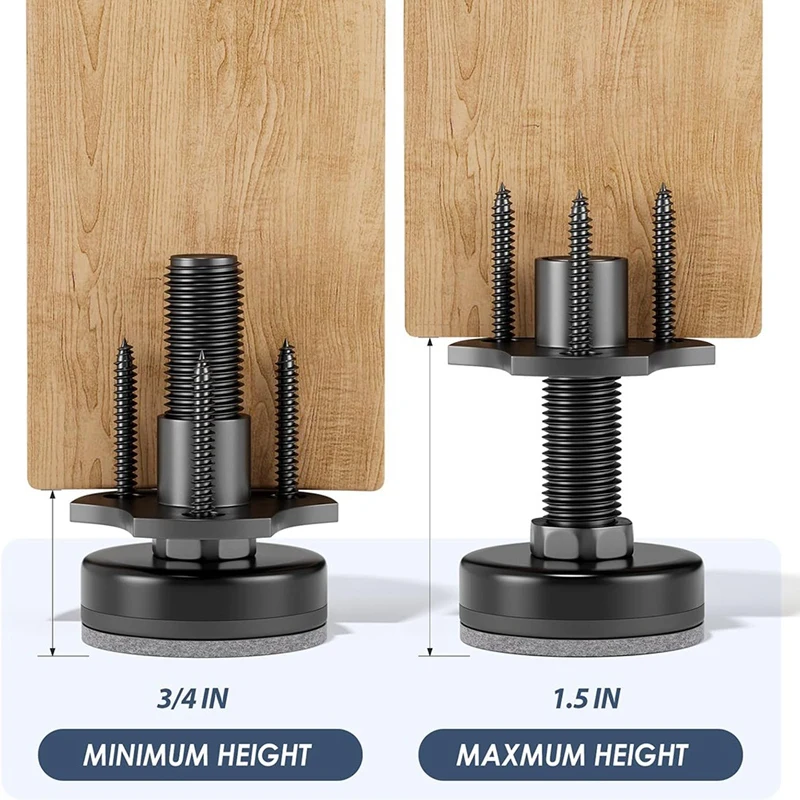 Pies niveladores ajustables en caliente, Kit de tuercas en T de rosca de 3/8 pulgadas-16 pies de mesa niveladores de muebles, niveladores de patas de alta resistencia