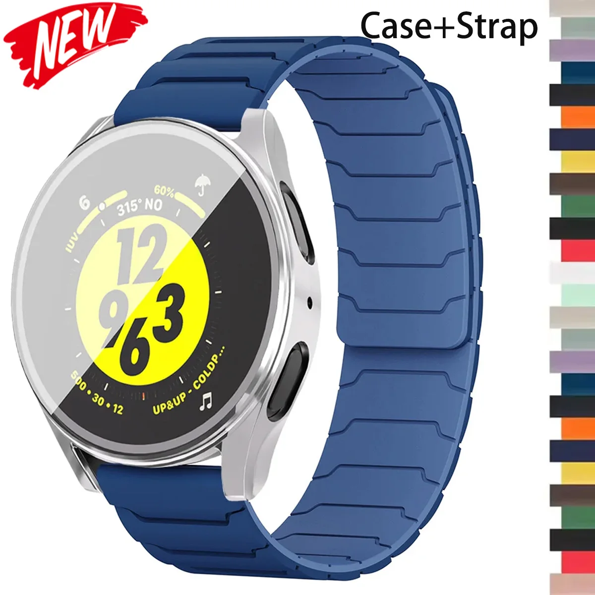 Magnetisches Armband + Schutzhülle für Samsung Galaxy Watch 7 6 5 4 40mm 44mm ﻿   Silikon-Schlaufenarmband + TPU-Schutzhülle mit vollständiger Abdeckung
