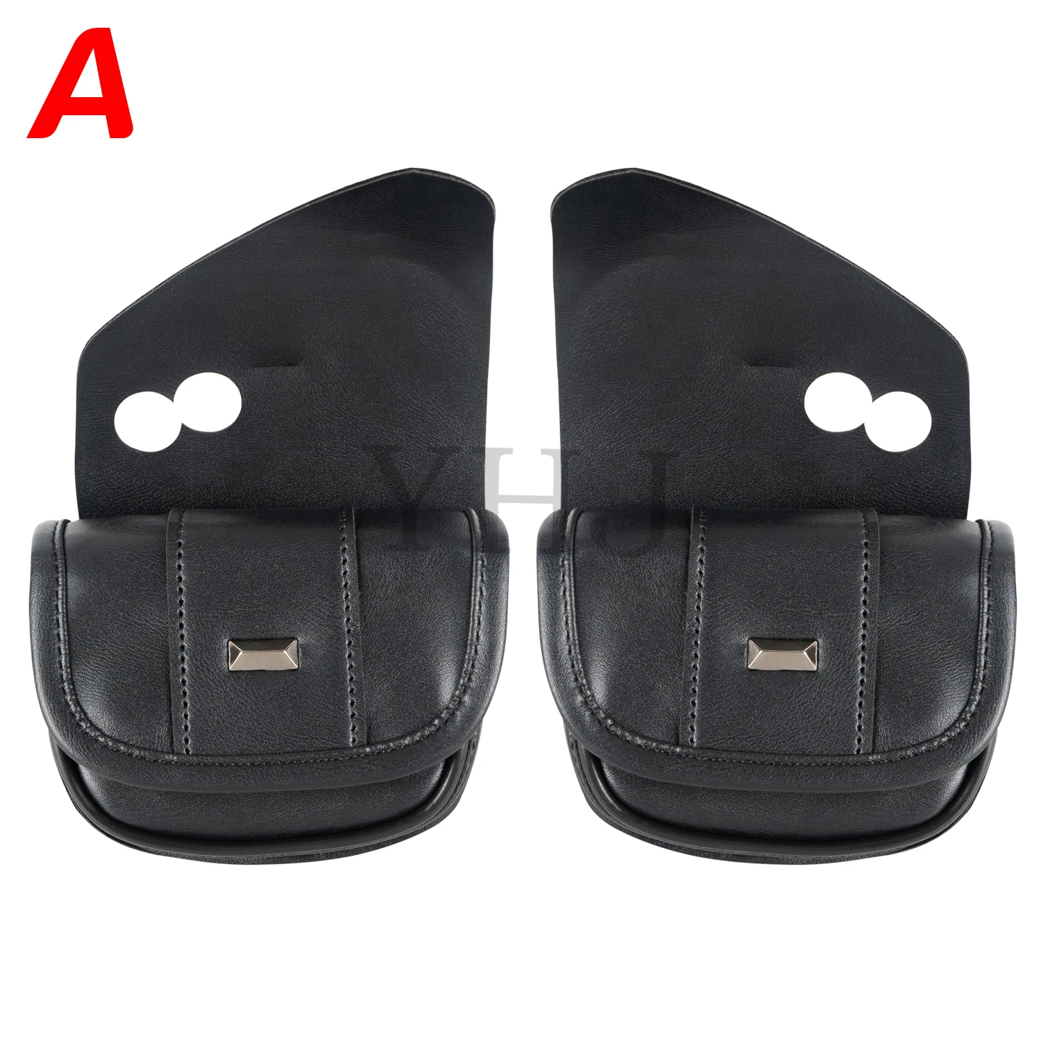 

For Harley Touring Street Glide Special FLHXS 1 Pair Black PU Leather/Textile Dual Pouches Windshield Bag Motorcycle Accessories