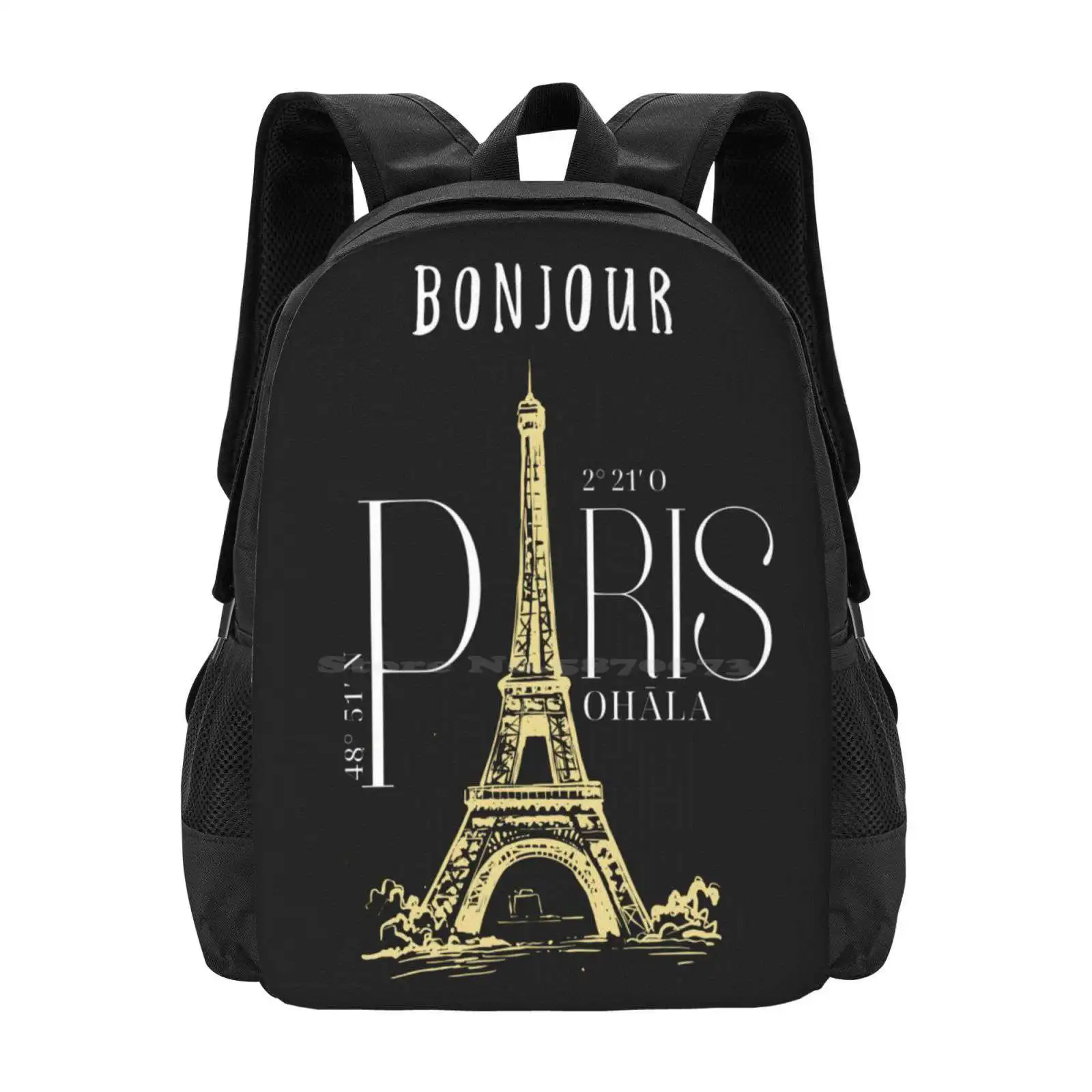 Mochilas escolares blancas de París, mochila para portátil de viaje, Torre Eiffel de París, estilo de vida fresco