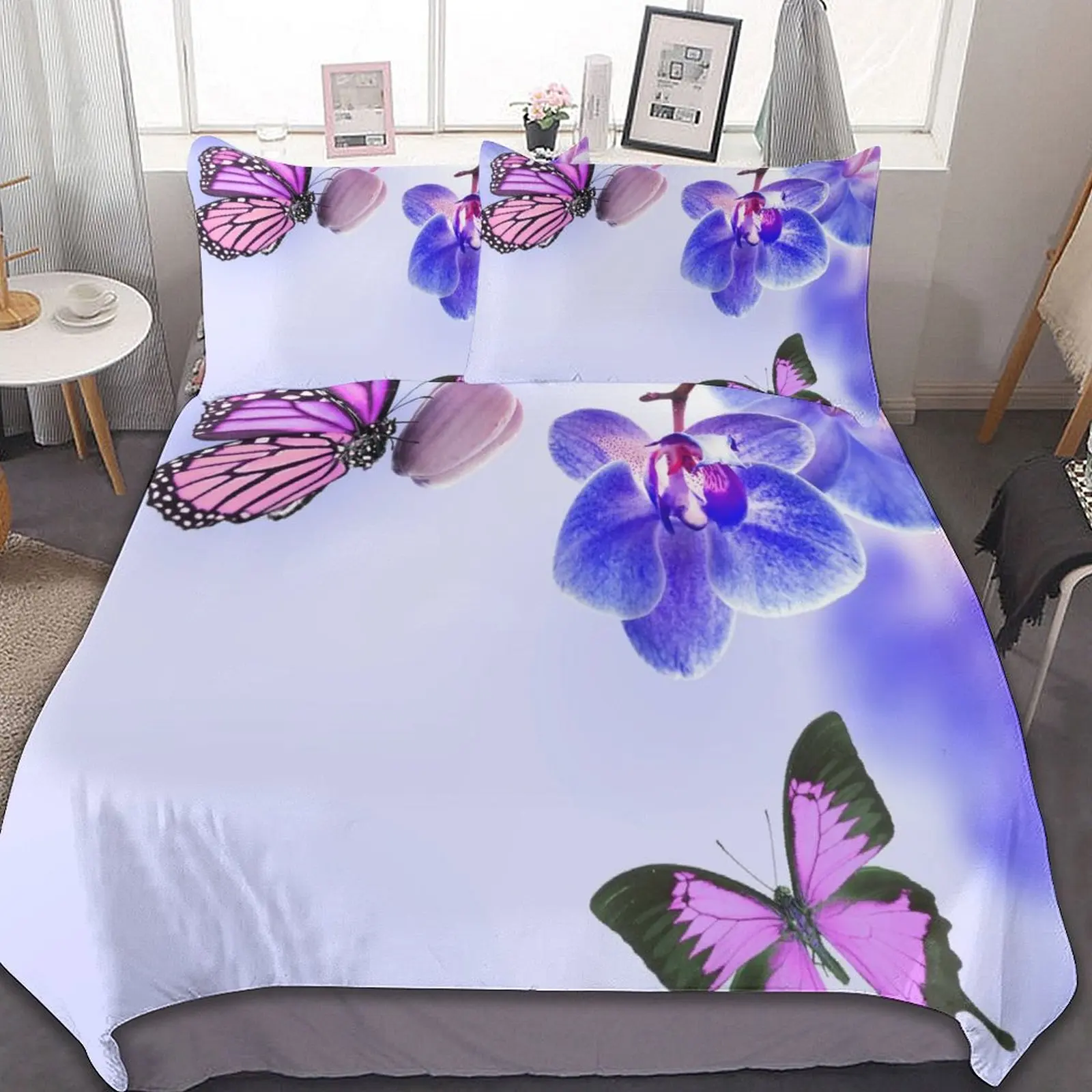 

3-Piece Bedding Set (1 Duvet Cover + 2 Pillow Shams) Earth Orchid Style 86"x70",79"x90",90"x90"