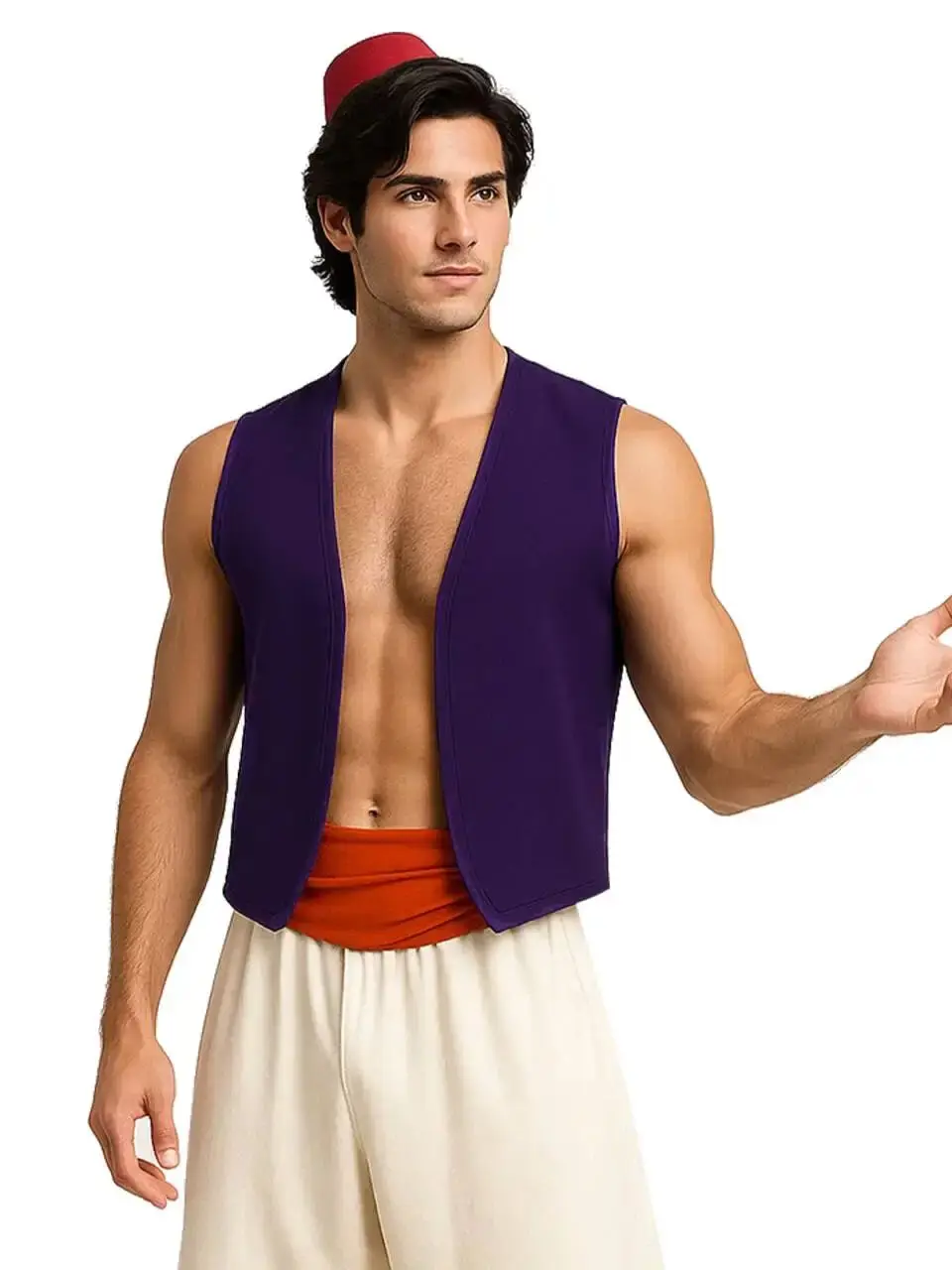 Gilet de Cosplay du film Prince arabe Aladin, Costume noir violet pour hommes, lampe themique, fête à thème d'halloween, tenues de jeu de rôle de carnaval