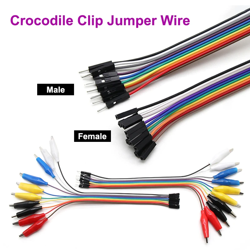 

Crocodile Type Clips Jumper Wire DIY Connection 20cm 30cm 10pins Male and Female Test Leads Alligator Clips Jumper Cable