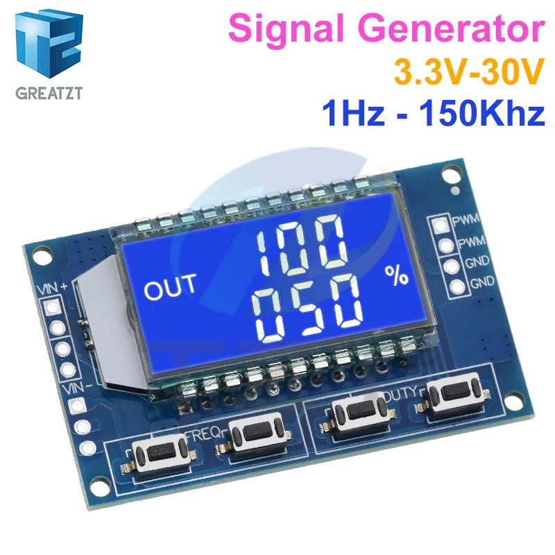 1Hz-150Khz Signal Generator PWM Board Module Pulse Frequency Duty Cycle Adjustable Module LCD Display 3.3V-30V 1Hz - 150Khz