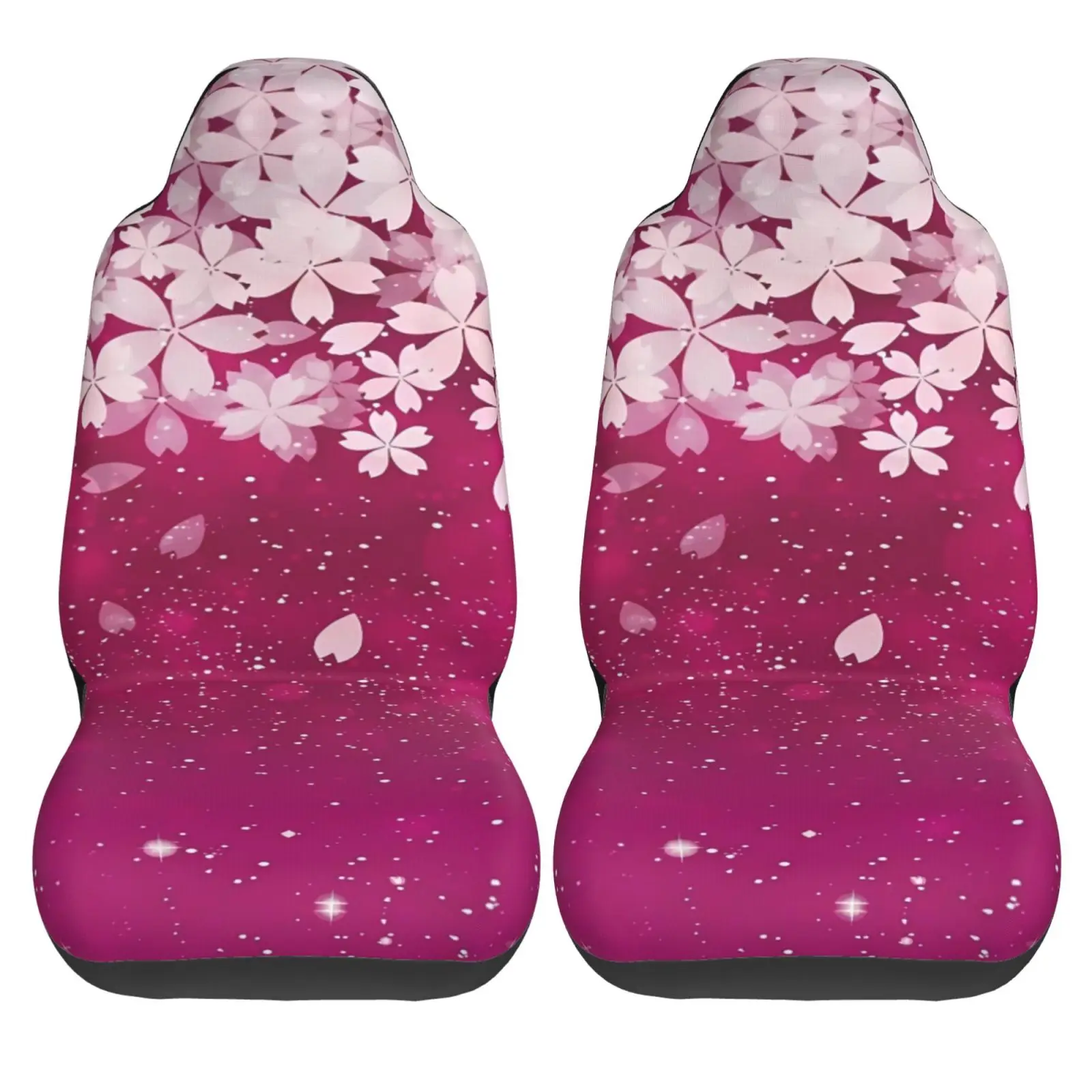 Cherry Blossoms Falling Print Car Seat Covers 2 Pcs Front Seat Protector Bucket Seat Covers Universal Auto Accessories