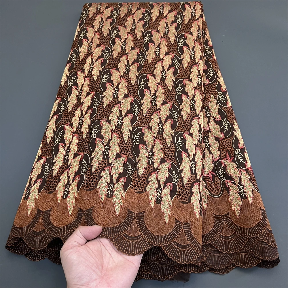 2024High Quality African Nigerian Latest Tulle Lace Fabric With Embroidery Sewing Guipure Prom Dresses cotton Sequins 5Yards