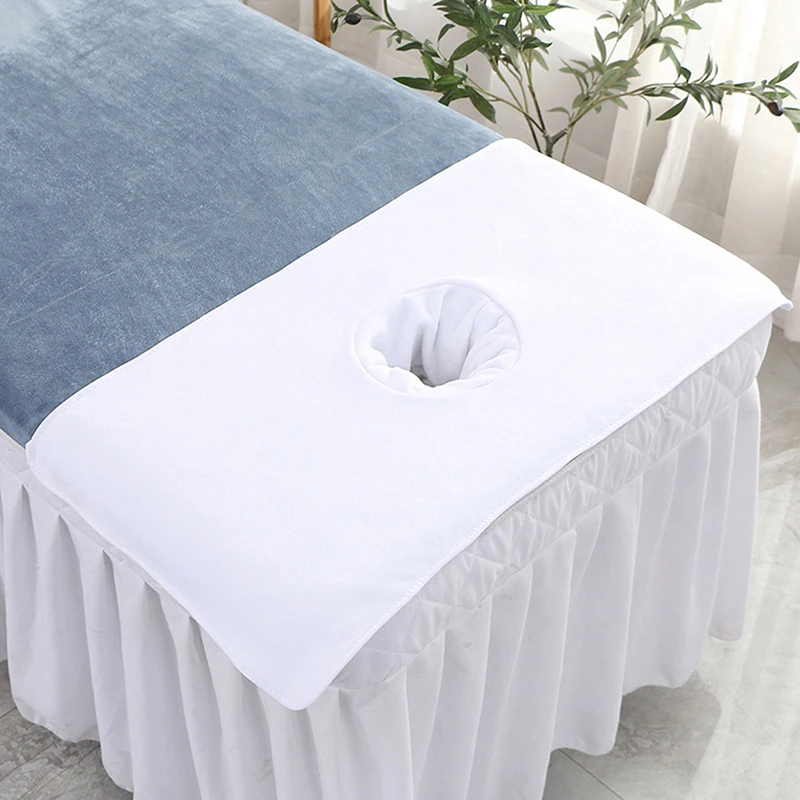 40*80cm Thickened Beauty SPA Massage Table Planking Face Towel with Hole Bed Bandana 1pc