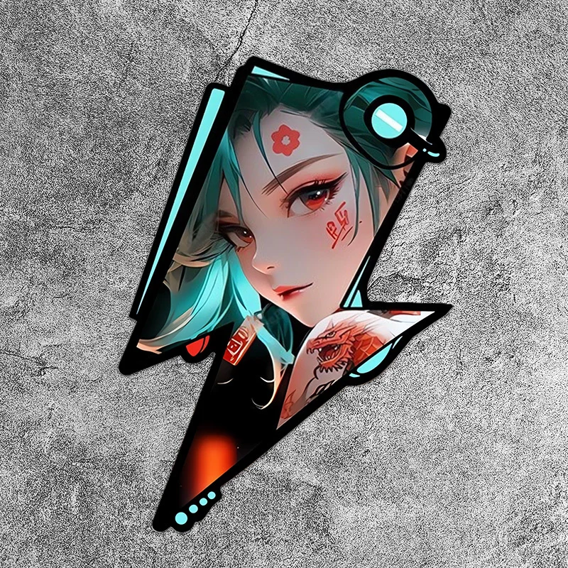

1PC Anime Lightning Shape Graphic Sticker Cool Cartoon Character Waterproof Vinyl Decal For Motorcycle Car Helmet Laptop Decor