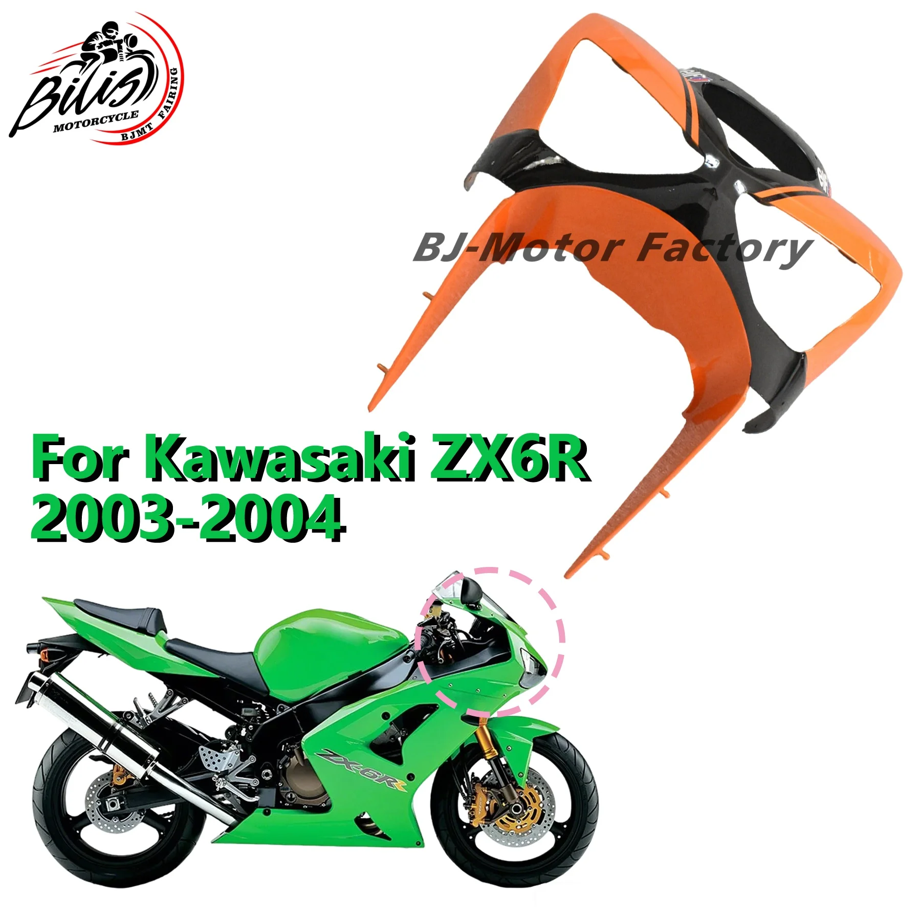 

Suitable for KAWASAKI ZX-6R 636 2003 2004 Front Nose Headlight Cover Motorcycle Fairing