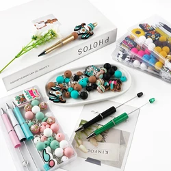 54Pcs/Box Ballpoint Pen DIY Bead Pen Plastic Beading School Office Writing Supplies Stationery Wedding Gift